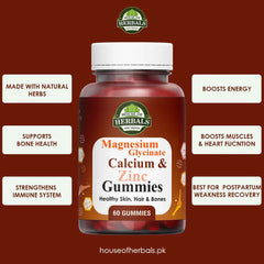 Magnesium Glycinate, Calcium & Zinc Herbal Gummies