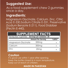 Magnesium Glycinate, Calcium & Zinc Herbal Gummies